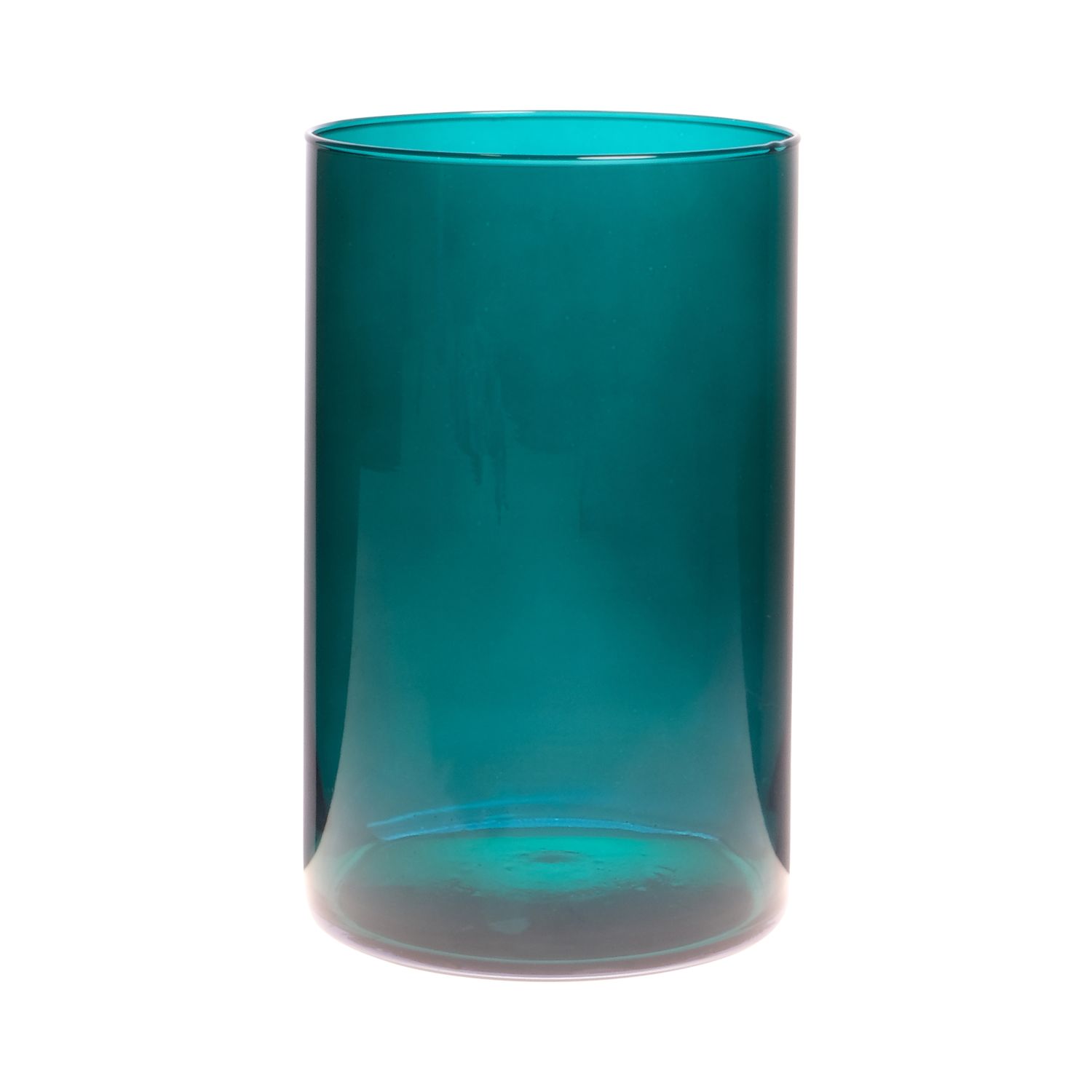 Vaso di vetro a cilindro SANYA EARTH, blu ciano-trasparente, 25 cm, Ø18 cm