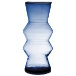 Vaso decorativo ERCELINA in vetro, riciclato, trasparente-blu, 27cm, Ø13cm