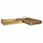 Industrial Holztablett NEVA mit Henkel, 2 Stück, braun-schwarz, 20x31x5cm, 25,5x36x5cm