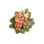 Corona decorativa di candele STELLAN con symphoricarpos, boccioli, arancione-beige, Ø10cm