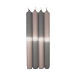 Dip Dye Stabkerzen LISSITA, 4 Stück, grau-silbergrau, 25cm, Ø2,3cm, 11h