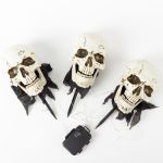 Luci a bastoncino da teschio per decorazione di Halloween JERVIS con picco di terra, LED, 3 pezzi, 30cm