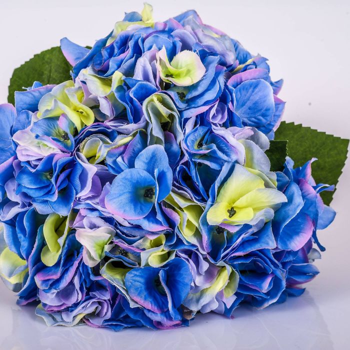 Bouquet di fiori artificiali artificiali di ortensia verde 5  fiori 42 cm-02407