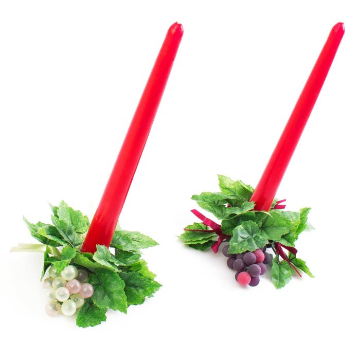 Coroncina decorativa per candele con uva e foglie, rosso, Ø 13 cm -  artplants Corone di fiori artificiali