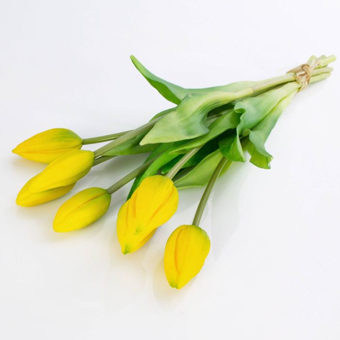 Mazzo di tulipani decorativi LONA, 7 fiori, giallo-verde, 44cm, Ø
