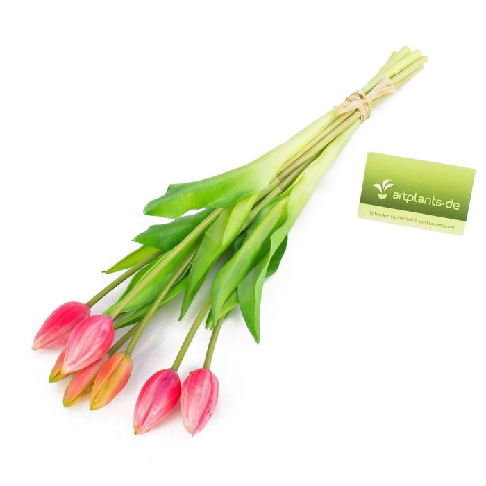 Mazzo di tulipani decorativi LONA, 7 fiori, fucsia-verde, 44cm, Ø