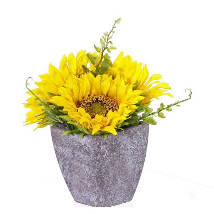 Composizione floreale di girasoli finti SILKE in vaso decorativo