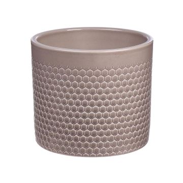 Fioriera in ceramica CINZIA, motivo a puntini, grigio chiaro, 12,3 cm, Ø13,5 cm