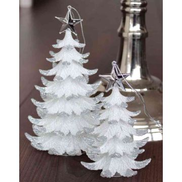 Appendino per albero di Natale RION con stella, acrilico, glitter, bianco-argento, 12cm, Ø9cm