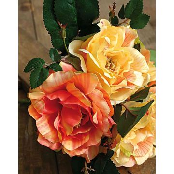 Mazzo di rose selvatiche artificiali SHANAJA, giallo-arancione, 25cm, Ø20cm