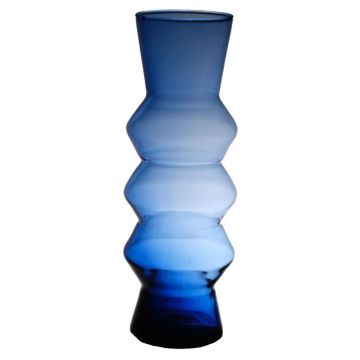 Vaso decorativo ERCELINA in vetro, riciclato, trasparente-blu, 36cm, Ø13cm