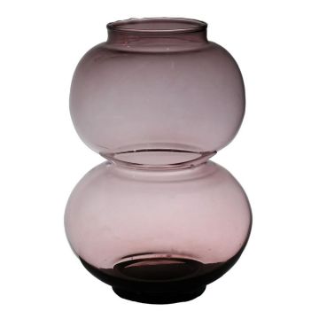 Vaso rotondo di vetro HERIBETO, riciclato, viola-trasparente, 25cm, Ø16cm