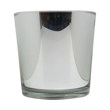 Vaso da piante in vetro ALENA SHINY, argento lucido, 19cm, Ø19cm