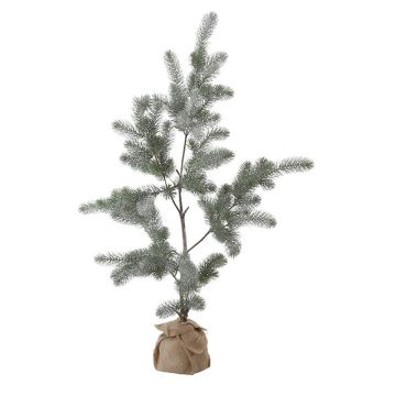 Albero di Natale artificiale DARIMA in sacco di iuta, ghiacciato, 130 cm