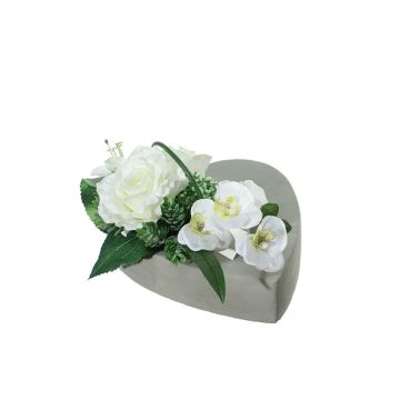 Composizione floreale artificiale di rosa, orchidea, giglio, luppolo JELVA, vaso decorativo, bianco, 13cm, Ø25cm