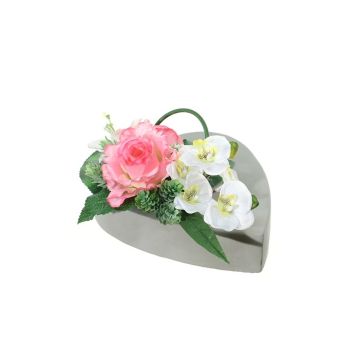 Composizione floreale artificiale di rosa, orchidea, giglio, luppolo JELVA, vaso decorativo, rosa-bianco, 13cm, Ø25cm