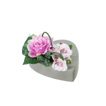 Composizione floreale artificiale di rosa, orchidea, giglio, luppolo JELVA, vaso decorativo, viola-rosa-bianco, 13cm, Ø25cm