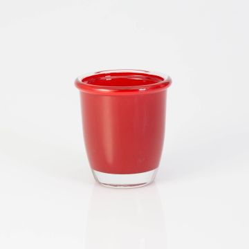 Vaso da piante in vetro FYNN, rosso, 8cm, Ø7,5cm