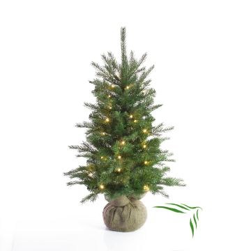 Albero di Natale finto WELLINGTON, sacco di iuta, LEDs, 90cm, Ø65cm