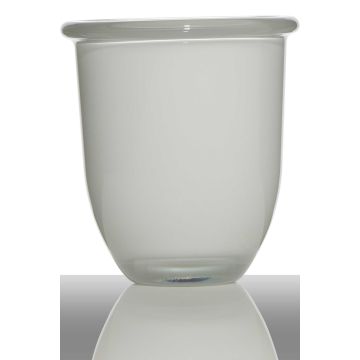 Vaso da piante in vetro FYNN, bianco, 17cm, Ø15,5cm