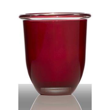 Vaso da piante in vetro FYNN, rosso, 17cm, Ø15,5cm