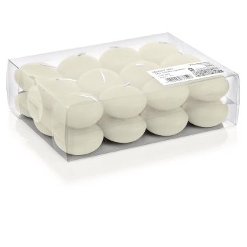 Set di 24 candele galleggianti ORNELLA, avorio, Ø4,5cm, 4h