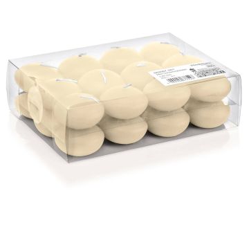 Set di 24 candele galleggianti ORNELLA, crema, Ø4,5cm, 4h