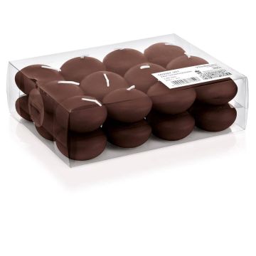 Set di 24 candele galleggianti ORNELLA, marrone cioccolato, Ø4,5cm, 4h