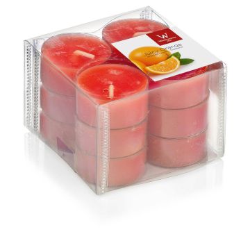 Piccole candele ASTRID con profumo, Juicy Orange, 12 pezzi, arancione, 1,6cm, Ø3,7cm, 4h