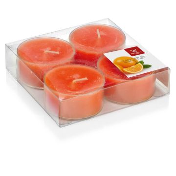 Piccole candele ASTRID con profumo, Juicy Orange, 4 pezzi, arancione, 1,9cm, Ø5,7cm, 8h