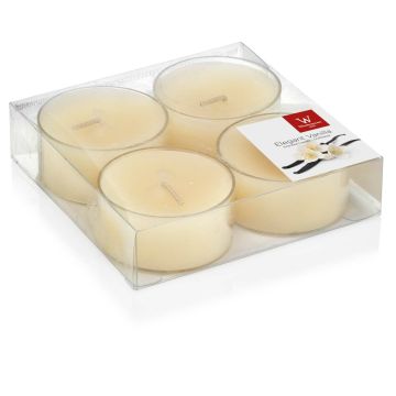 Piccole candele ASTRID con profumo, Elegant Vanilla, 4 pezzi, crema, 1,9cm, Ø5,7cm, 8h