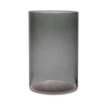 Vaso di vetro a cilindro SANYA EARTH, grigio scuro-trasparente, 21 cm, Ø14 cm