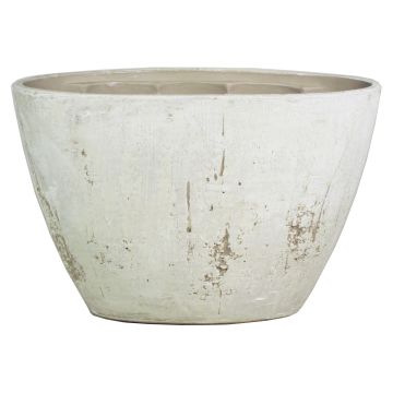 Vaso per orchidee in ceramica ADELPHOS, ovale, effetto pietra, grigio chiaro-bianco, 32x14,5x22,5cm