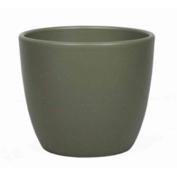 Vaso per piante in ceramica TEHERAN BASAR, verde oliva-opaco, 17cm, Ø19,5cm