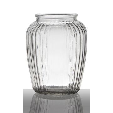 Vaso di vetro NOLAN, strisce verticali, trasparente, 19,5cm, Ø15,5cm