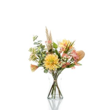 Bouquet di fiori artificiali FEME, giallo-rosa, 70cm, Ø45cm