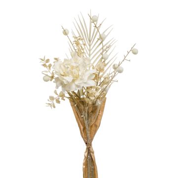 Bouquet decorativo di peonie AYMA con gomphocarpus, crema, 60cm