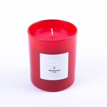 Candela di cera profumata MIREYA in vetro, Cashmere Woods, rosso, 9,3cm, Ø7,9cm, 35h