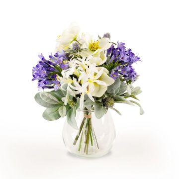 Bouquet artificiale invernale ALANA, bianco-viola, 35cm, Ø30cm