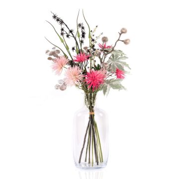 Bouquet artificiale di Capodanno KAAMI, crisantemo, rosa-argento, 90cm, Ø45cm