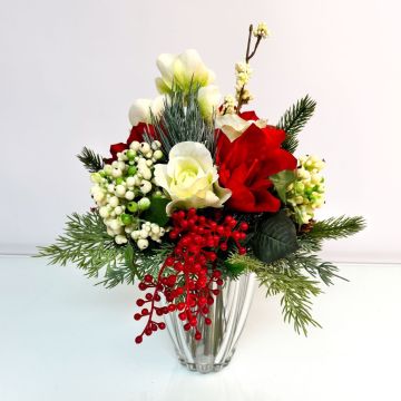 Bouquet di Natale artificiale KALIKIMAKA, rosso-bianco, 40cm, Ø35cm