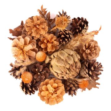 Potpourri d'autunno YIDU, pigne di abete, rami secchi, marrone-arancione-verde, 250g